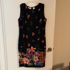 Liz Claiborne Black Dress with Floral Design